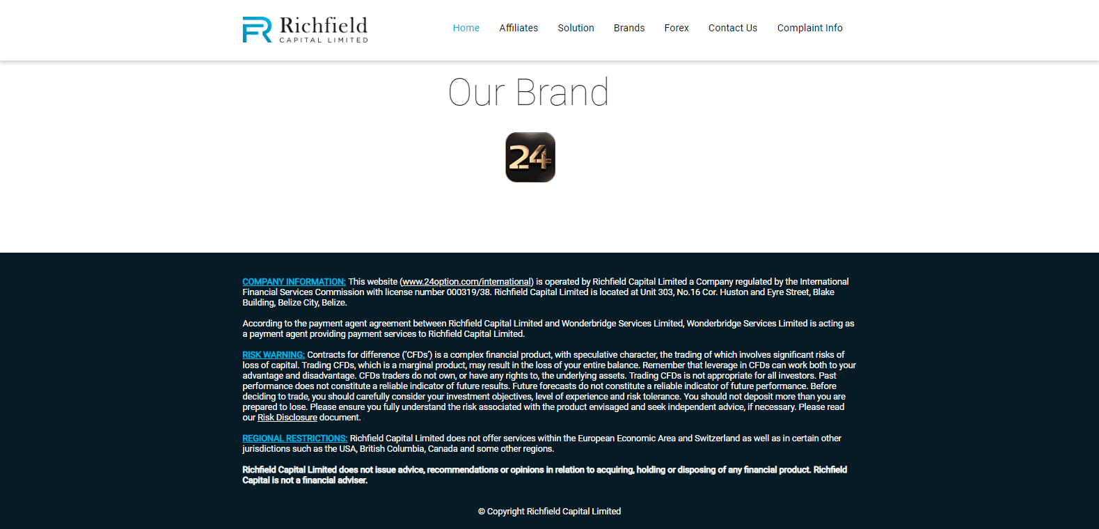 24Option Review Richfield capital ownership confirmation 24Option Review Richfield capital ownership confirmation